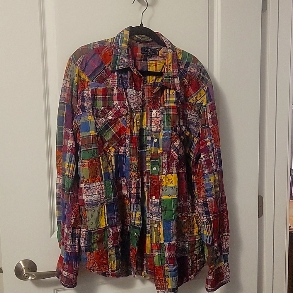 Men's POLO Ralph Lauren Madras Plaid Western Shirt XL